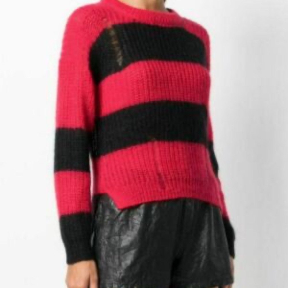 Zadig & Voltaire Red and Black Crew Neck Sweater